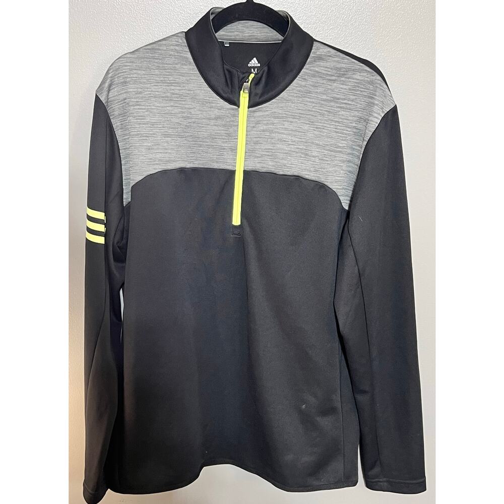 Adidas Golf Menโs Long Sleeve Medium Quarter Zio Charcoal Topโ